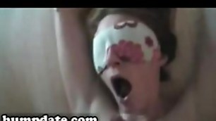 Blindfolded wife gets defaced