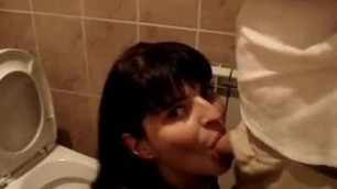 wife unfaithful to her husband in the bathroom of the club